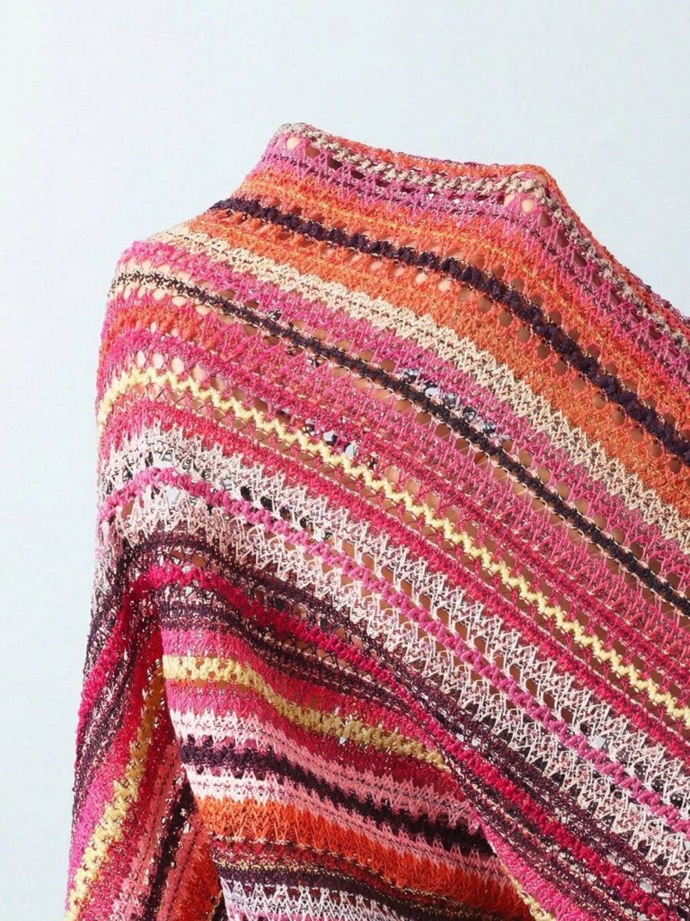 Pink And Orange Casual Womens Summer Striped Bikini Set - Picture 3 of 6